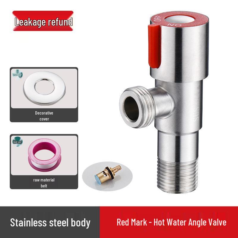 304 Stainless Steel Angle Stop Valve for Water Heater and Toilet, Wall-Mounted Triangle Design, Thickened Type