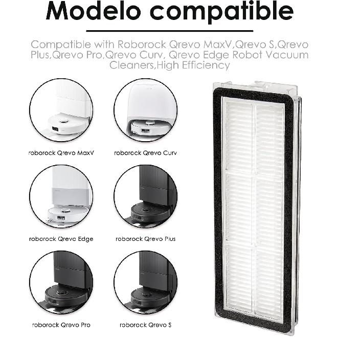 (8 Pack) Q Revo S Replacement HEPA Filter Compatible With Roborock Qrevo S, Qrevo Pro, Qrevo MaxV, Qrevo Plus, Qrevo Edge, Qrevo Curv Robot Vacuum,