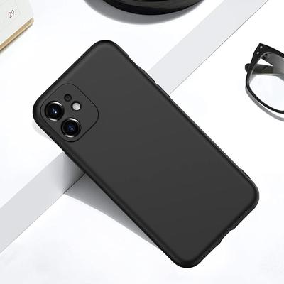 Flüssigsilikon Schutzhülle für iPhone 11 12 13 mini 14 15 16 16e 17 Air Pro X XR XS Max 7 8 Plus SE Schwarze Rückseite