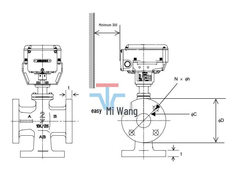 Azbil Yamatake Electric Water Three-Way Regulating Valve (Model: VY5430L0051/VY5430L0061)