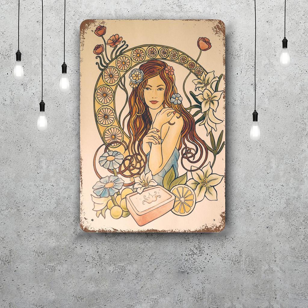 Art Nouveau Classic Poster Rusty Metal Plaque Retro Decorative Plate Bar Man Cave Garage Club Metal Sign Wall Decoration