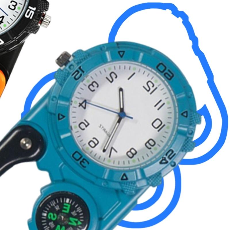 Orologio con Fibbia da Escursionismo Clip da Cintura Portatile Orologio da Tasca Bussola Moschettone per Zaino Sport Outdoor Alpinismo