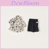Chinese Style Boy Toddler Summer Cotton Short Sleeve Shirt Pants Suit With Floral Print For Kids Age 3 To 8