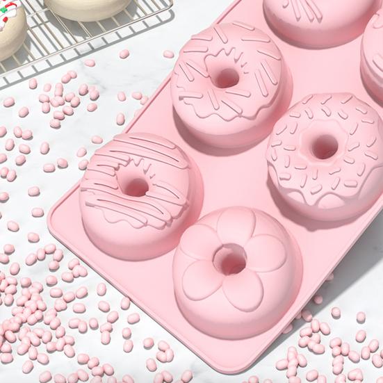 6-Cavities Silicone Donut Mold Easy Release Food Grade DIY Round Doughnut Cake Chocolate Baking Mold Kitchen Supplies