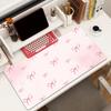 Pink Bow Mouse Pad Square Office Gaming Desk Mat Waterproof Nonslip Rubber Decorative
