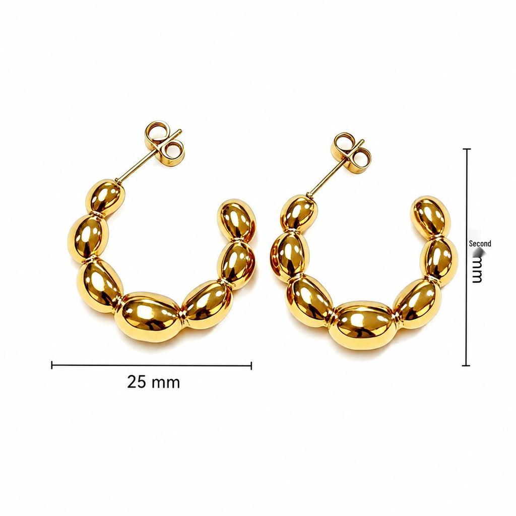 Trendy Stainless Steel C-Shaped Stud Earrings: Simple and Exquisite European & American Style