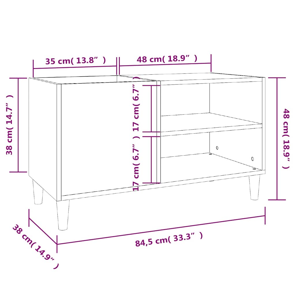 Record Cabinet in Sonoma Oak 84.5 x 38 x 48 cm Particleboard