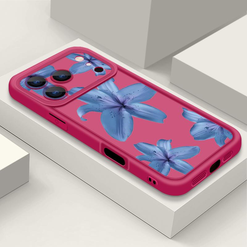 Blue Lily Pattern TPU Phone Case For iPhone 17 16e 15 16 Pro Max 14 16 Plus For iPhone Air 13 12 Pro Max 11 Soft Silicone Cover