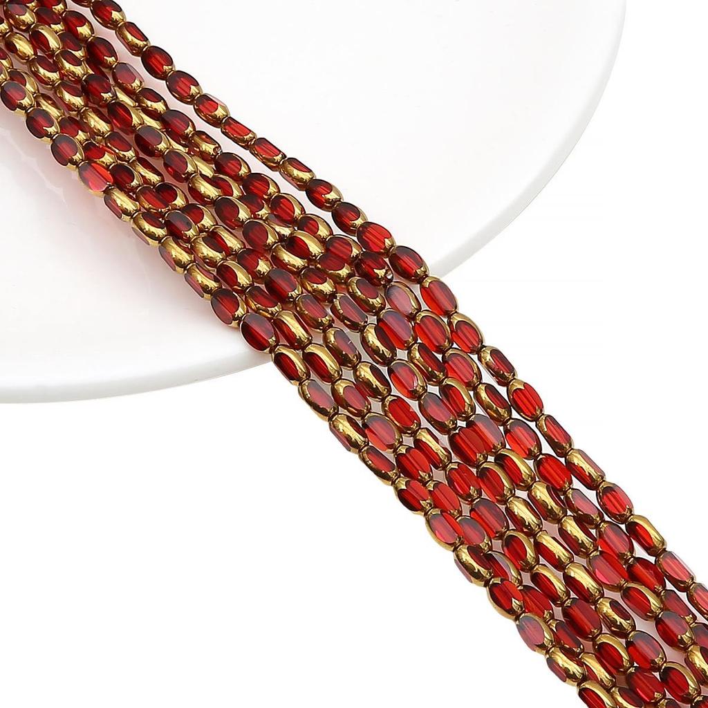 Oval Faceted Gold-Edged Glass Crystal Rice Beads for Jewelry Making
