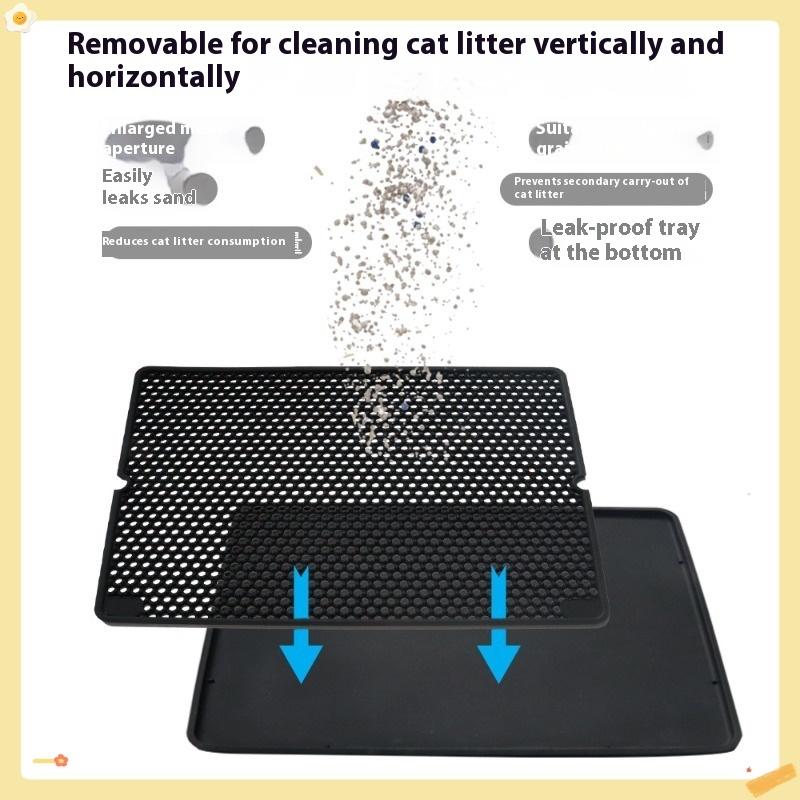 Katzenstreumatte Anti-Heraustragen Filter Anti-Spritzschmutz Schmutzbecken Haustier Doppelschichtig Anti-Urin Toilettenmatte Leicht zu Reinigen und Rutschfest