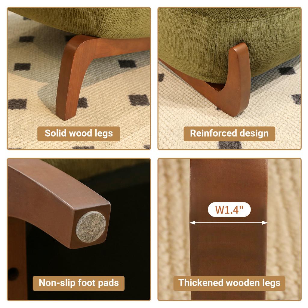 Cadeira de Destaque com Pernas de Madeira Maciça, Sala de Estar de Tecido com Almofada Macia, Quarto, Cadeira de Leitura Confortável sem Braços para Apartamento, Sala de Espera, Varanda