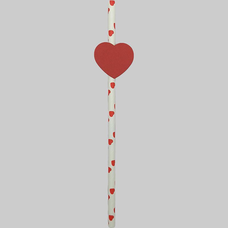 Ecofriendly Heart Card Disposable Paper Straws For Cake And Party Decor