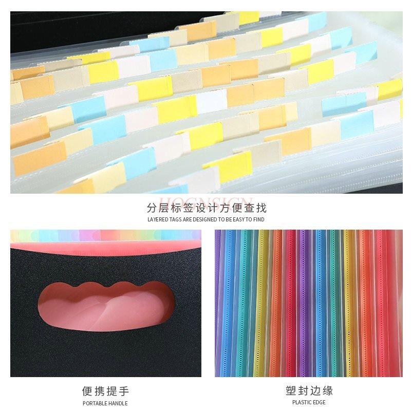 A4 Handheld Folder Organ Bag Large Capacity 36 Layer Data Book Student Exam Paper Clip Can Be Vertically Stored and Classified