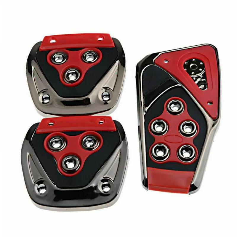 3 ks Červené Manuální Převodovka Auto Brzda Protiskluzový Kryt Pedálu Nohy Kryt Sada