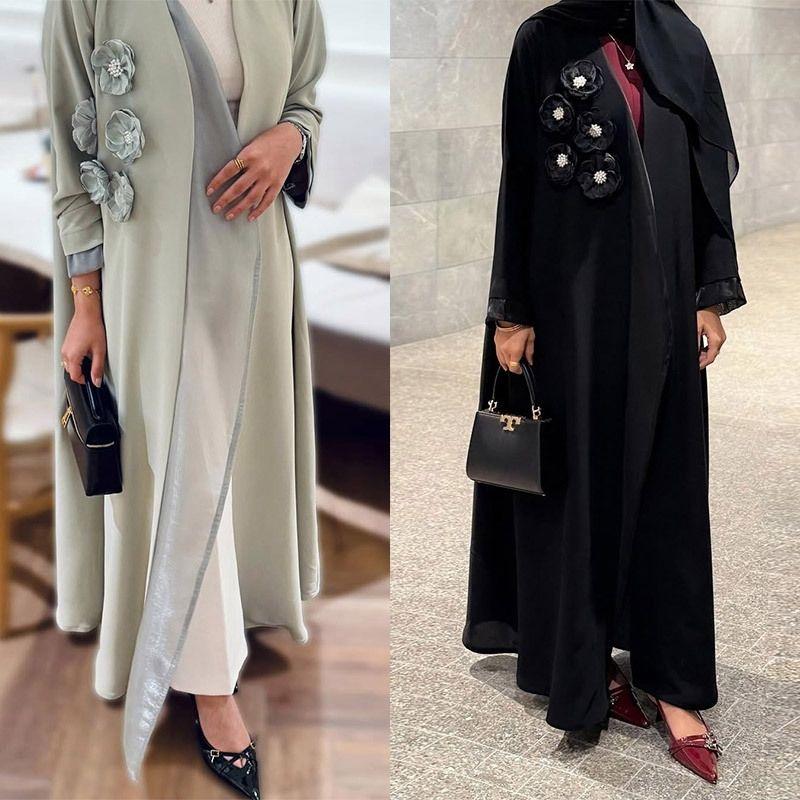 New Middle East Robe Patchwork Applique Dubai Elegant Cardigan Dress Decal Cardigan Robe