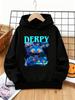 Children's Hooded Sweatshirt: "Derpy" Fantasy Blue Cat Print, A Cool And Funny Children's Clothing Item
