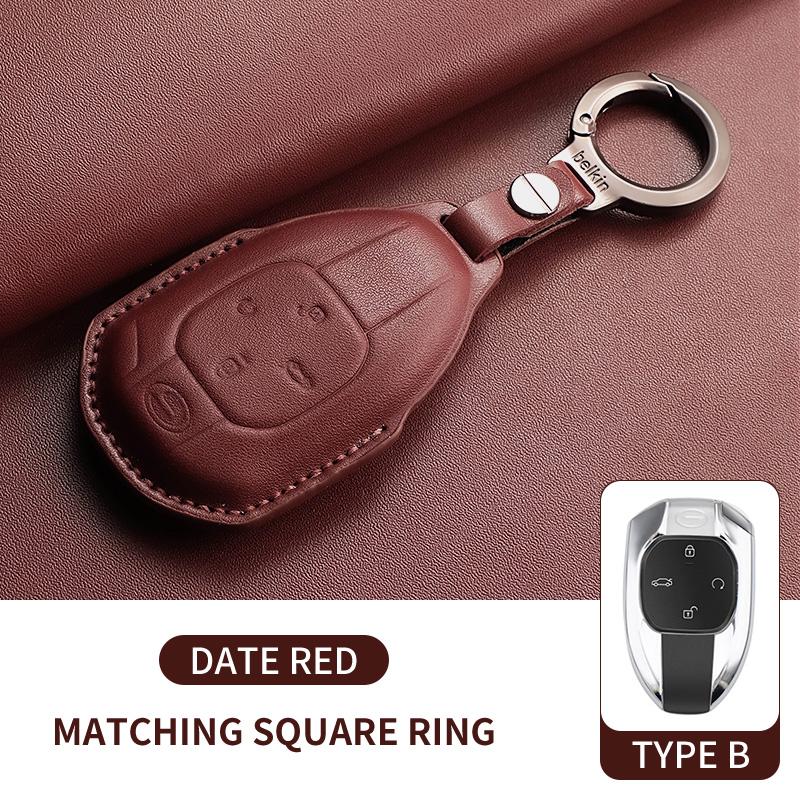 Leather Car Remote Key Case Cover for GAC Trumpchi GS3 GS4 GS5 GM8 GA3 GA4 GA6 SGS7 Empow J11 J12 J13 Car Key Fob Shell Keychain