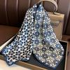 Blue Cherry Blossom Chessboard Mulberry Silk Scarf Female Simulation Silk Scarf Decorative Scarf Mom Shawl 70Cm Square Scarf