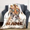 Tiger Cub Wearing A Feathered Headdress With The Word Below Multipurpose Personalized Blanket Personalized Name Warmthful Decor Suitable For Sofa