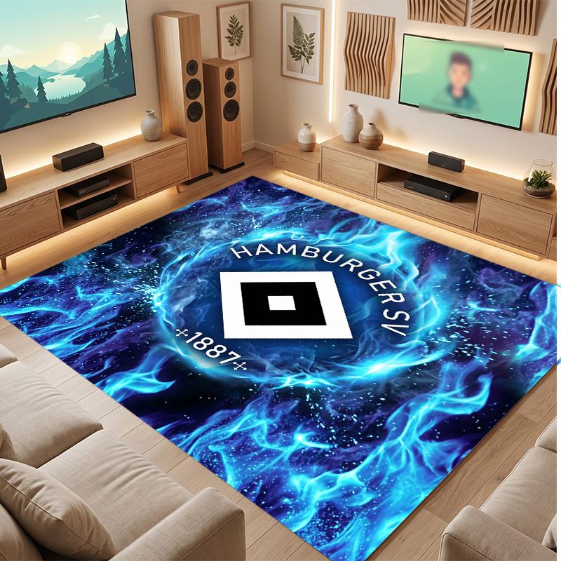 Tappeto in Velluto di Cristallo con Stampa Calcio Hamburger SV, Comodo Assorbente d'Acqua Antiscivolo Tappeto per Pavimenti Interni