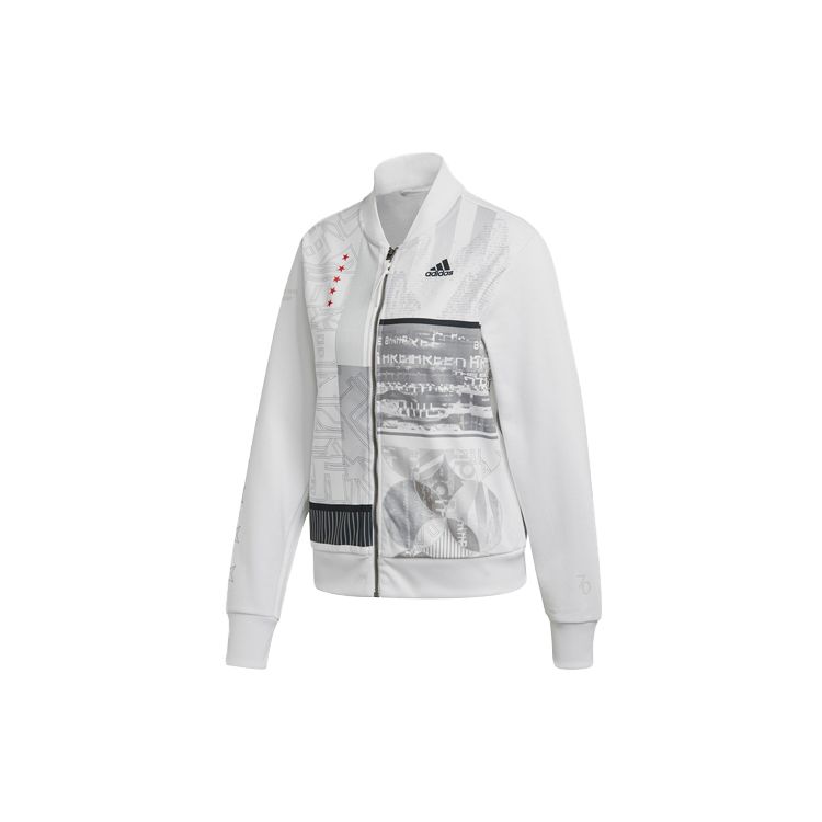 Adidas All Over Print Logo Sports Jacket Women Jackets White FS8983