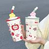 Straw Bingba Cup Cute Thermos Cup Girls High Value Student Cold Water Cup Cute Office Double Drink