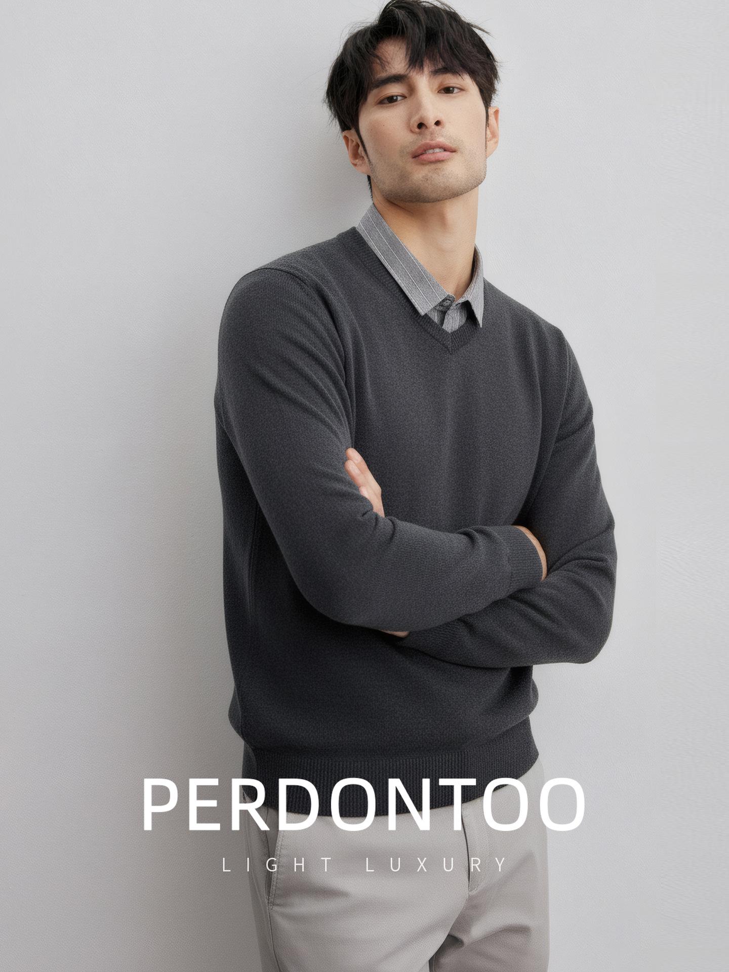 

Trendy Luxury Two-in-One Men s Thick Knit Sweater: Shirt Collar, Warm Business Casual Winterwear 4XL темно-сірий колір