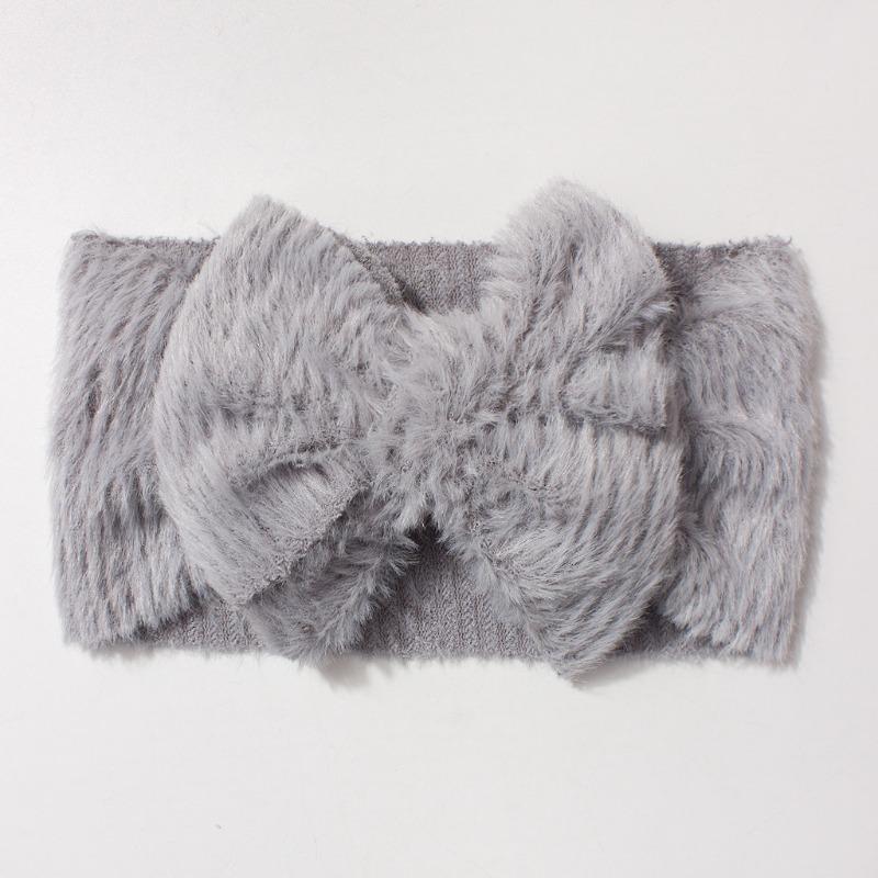 New baby plush headband, cute bow wide-brimmed children's headscarf, warm baby hair accessories in autumn and winter