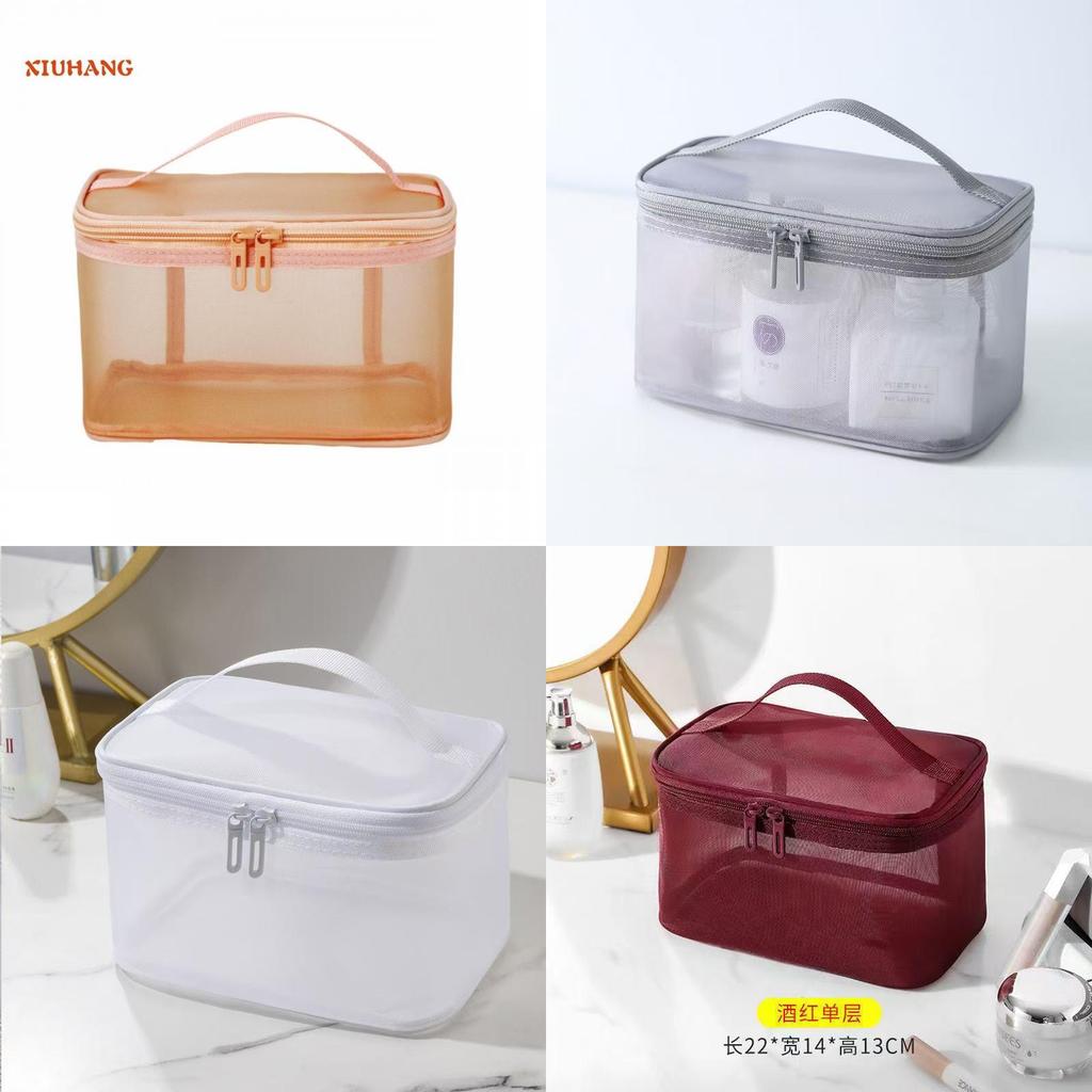 Travel Makeup Storage Bag With Mesh Nylon Large Capacity Perfect For Bathroom And Bedroom