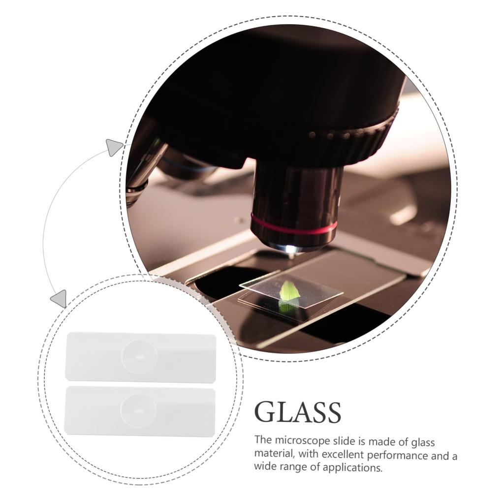 TOYMYTOY Concave Laboratory Microscope Circular Quartz Glass Frosted Thin Microscope Setup 50-Pack Slides, Slides, Slides, Slides, Slides, Slides,
