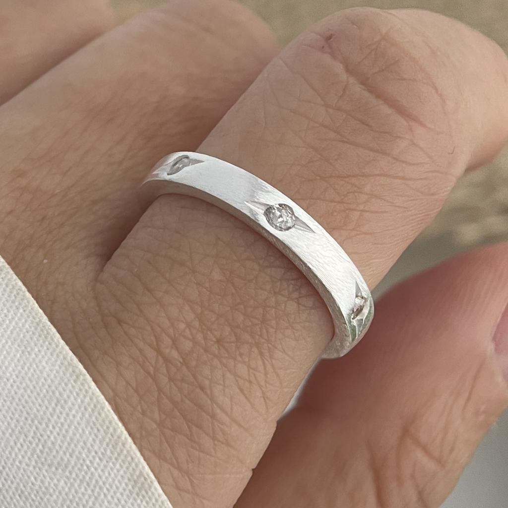 925 Silberringe für Damen Paar Minimalistisch Handgefertigt Einfach Runder Linienring Party Schmuck Geschenk Allergievorbeugend