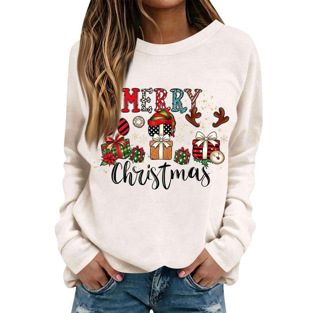 Women's Casual Christmas Print Long Sleeve Neck Top