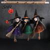 Halloween Witch Ornament Decoration Soft Cloth Gauze Skirt Mini Broom Stuffed Doll Hanging Festival Figurine Pendant Gift Idea