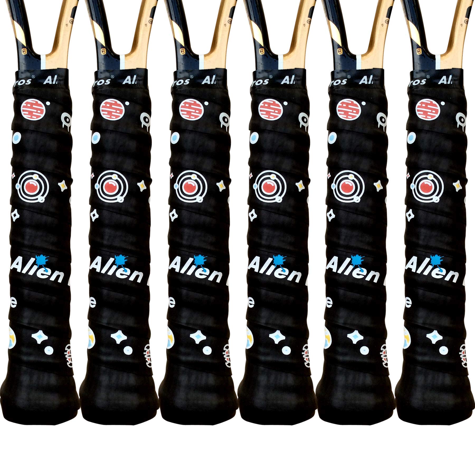 Alien Pros Обмотка для ручки теннисной ракетки Сухое касание Теннисные ручки Теннисный овергрип Обмотка для ручки теннисной ракетки Обертывает вашу ракетку для высокой производительности (6