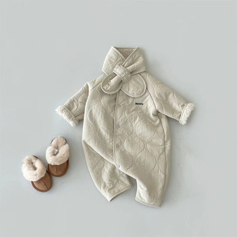 Baby Autumn and Winter Clothing 2026 New Style Children's Clothing Korean Style Plush Jumpsuit Infant Autumn and Winter Jumpsuit