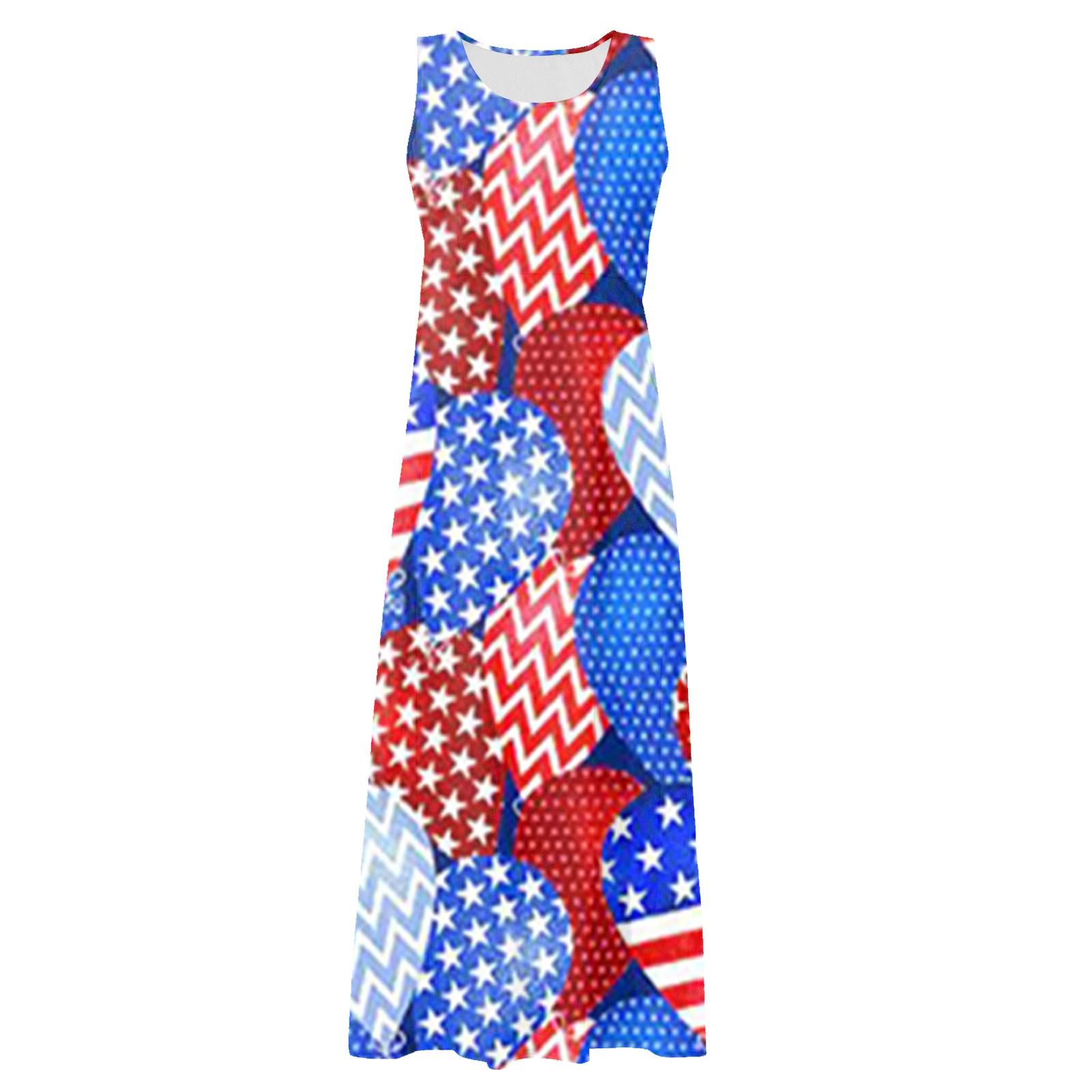 Женское повседневное удобное хлопковое платье с карманами без рукавов и принтом ко — фото 7