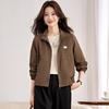 Stand-up collar short coat for women, new season loose casual versatile front shoulder jacket top
