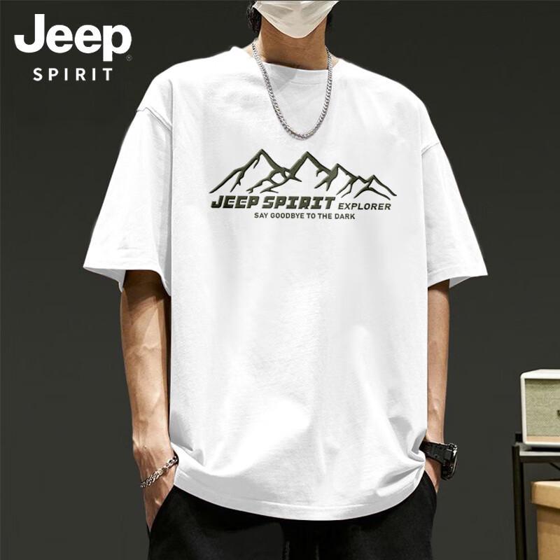 JEEP SPIRIT Men s Pure Cotton Round Neck T-Shirt 3XL