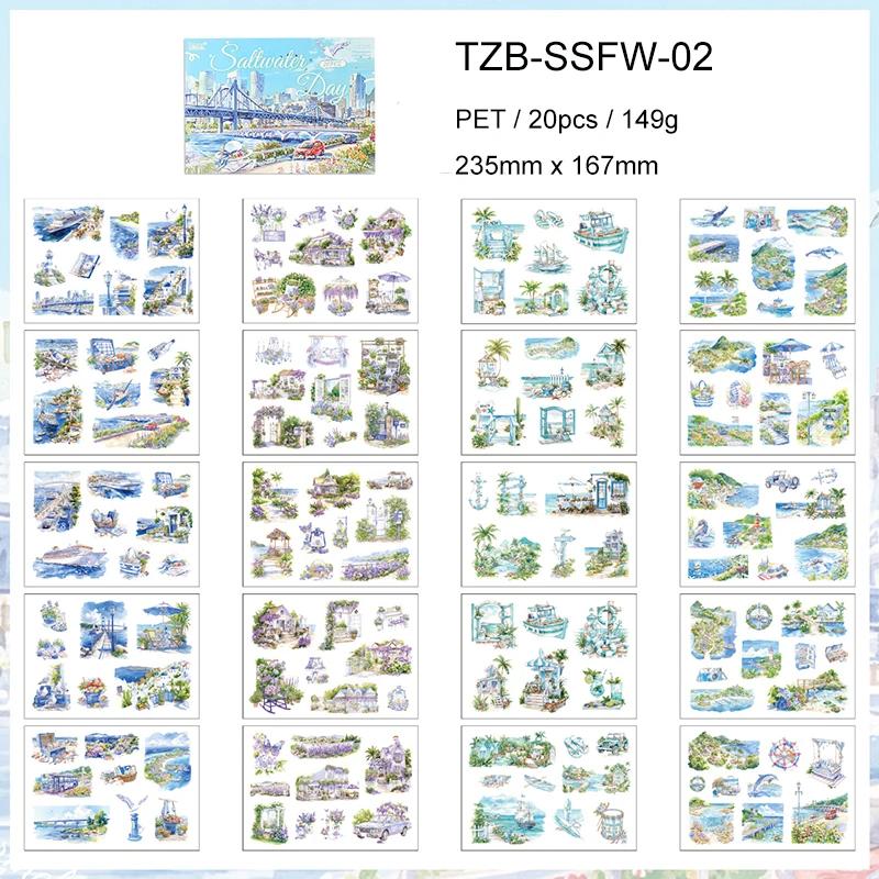 JIANWU Four Times Scenery Series Vintage Plant Tree Landscape Material Collage PET Sticker Creative DIY Journal Stationery