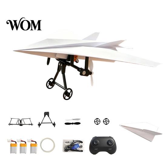 Indoor Outdoor Flying Toy Remote Control Paper Airplane Kit, DIY Electric RC Plane with Gyro Educational Stabilizer, Dual Propellers, Lightweight