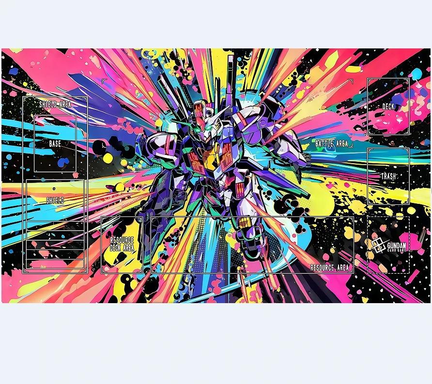 Pink Purple Glitter Unicorn Gundam Gundam Card Game Playmat Nonslip Waterproof Desk Mat