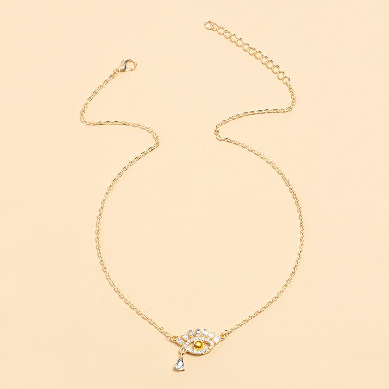 Diamond Eye Pendant Hot Sale Accessories Gold Alloy Devil's Eye Necklace Women