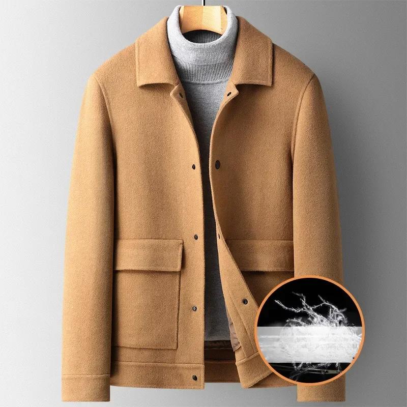 

100% шерстяное пальто для мужчин, короткая двусторонняя шерстяная куртка, осень-зима, теплая, съемная подкладка, верхняя одежда Abrigos Hombre XXXXL
