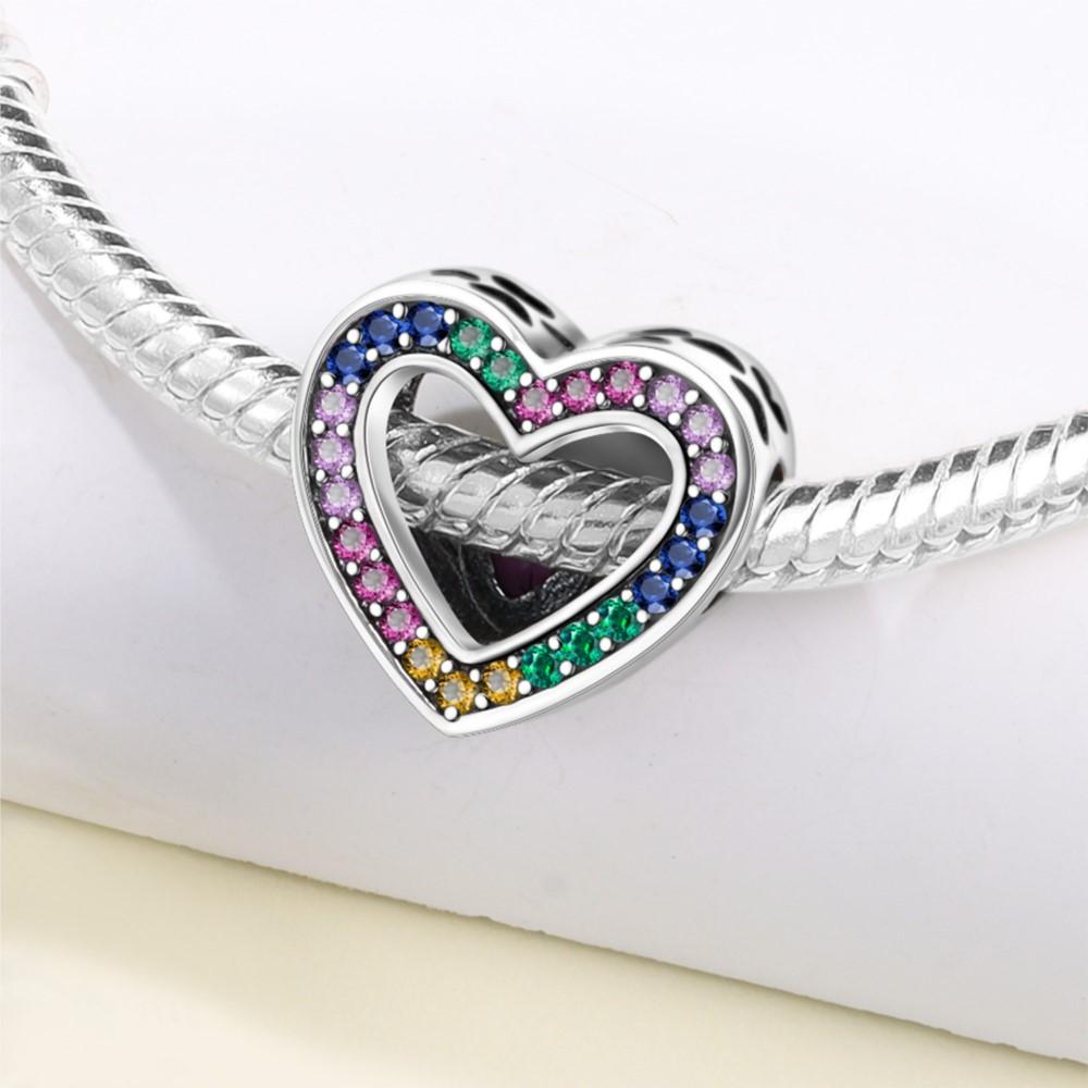 PANPOKI Copper Metal Colorful FOREVER Love Bead Components Authentic Original Pendant Bead Components Bracelet High Quality Fine Jewelry Charm Bead