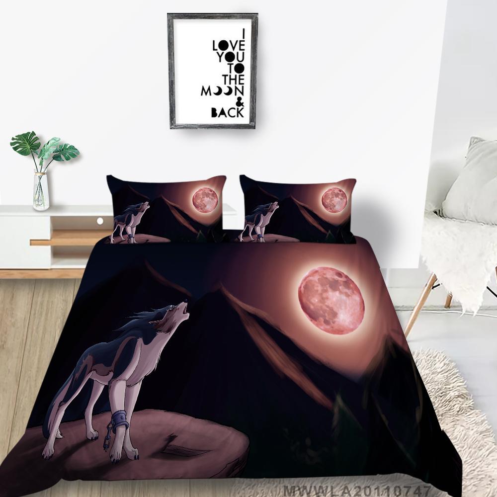 2023 New Style 3D Luxury Style 2/3PCS Bedding Suit Bed Comfortable Duvet Cover Set Wolf Printed Home Textiles Polyester Boy Gift