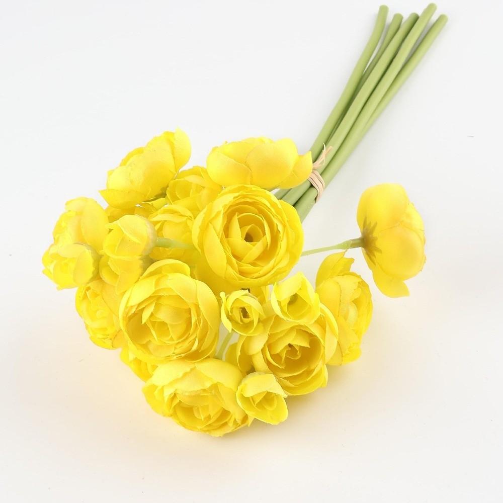 

28cm Length Artificial Camellia Bouquet Lotus Fake Simulation Flowers Handmade Craft Silk Flower Bouquet Bridesmaids Accessories жовтий