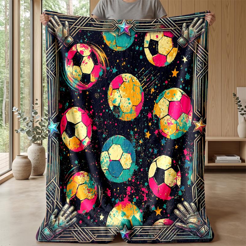 Soccer Art Energy Theme blanket Lightweight Warm Flannel Blanket Decorative Throw Blanket for Home Decoration