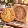 DIY Holiday Biscuit Cutters Woodland Animal Cookie Mold, Durable Wooden with 3D Relief Rustic Party Favors Patterns Cutter, Handmade Decorative Stamps