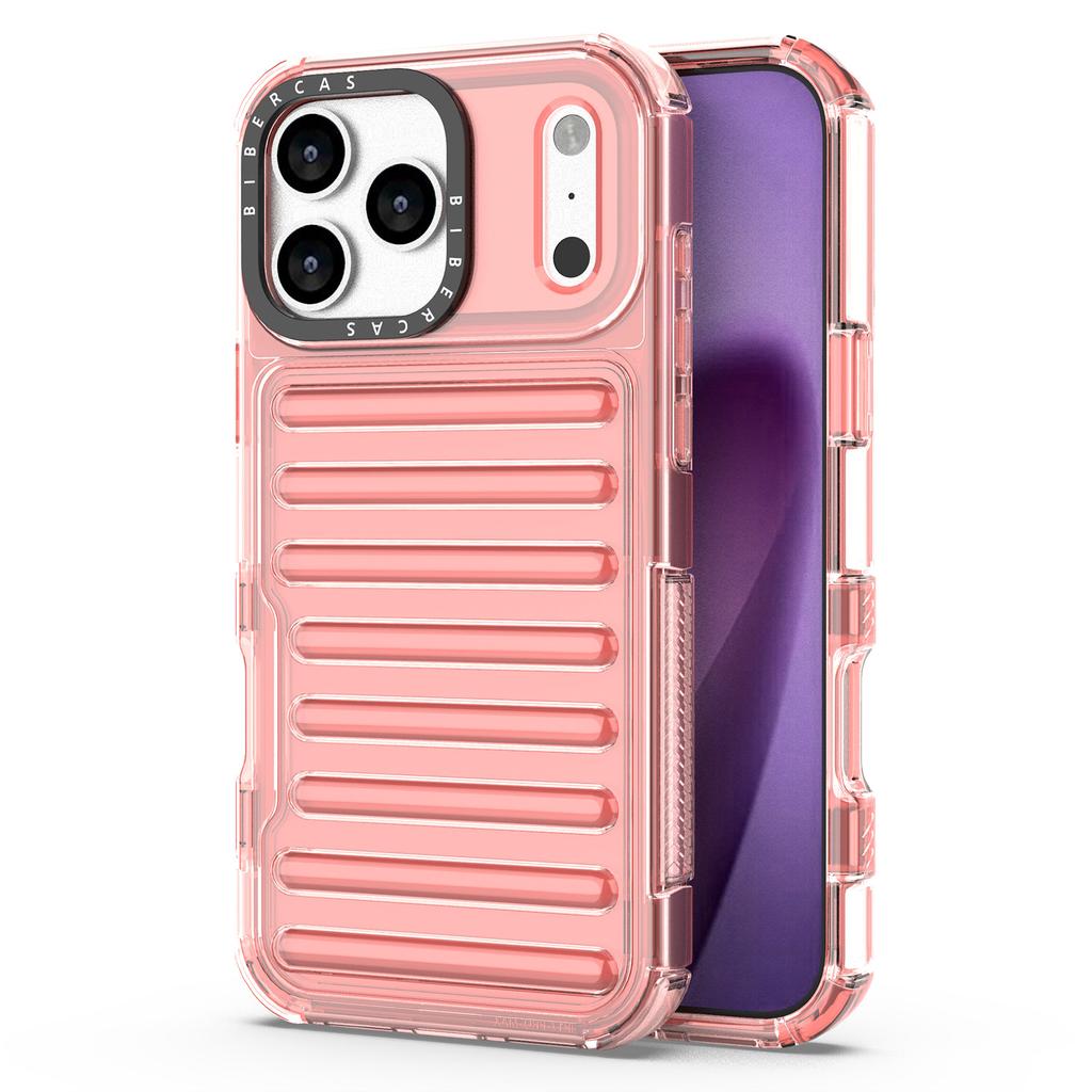 For iPhone 17 Pro Max Case Stripe Design Anti-Slip Detachable TPU+PC Phone Cover