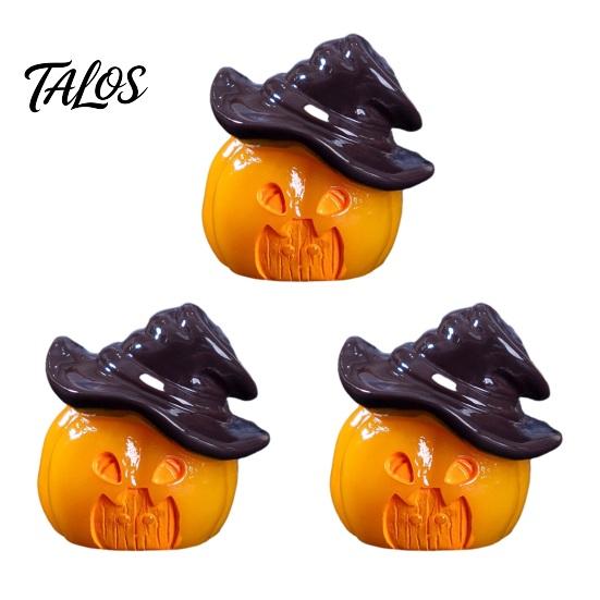 Talos 3Pcs Halloween Mini Resin Figurines, Miniature Pumpkin Ghost Grim Reaper Castle Statue for Spooky Fairy Garden, Haunted House, Micro Landscape